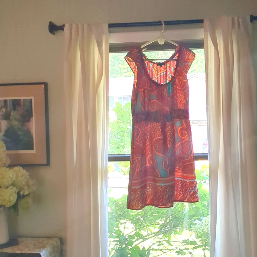 GLAM Paisley Turquoise and Red Dress - Medium EUC